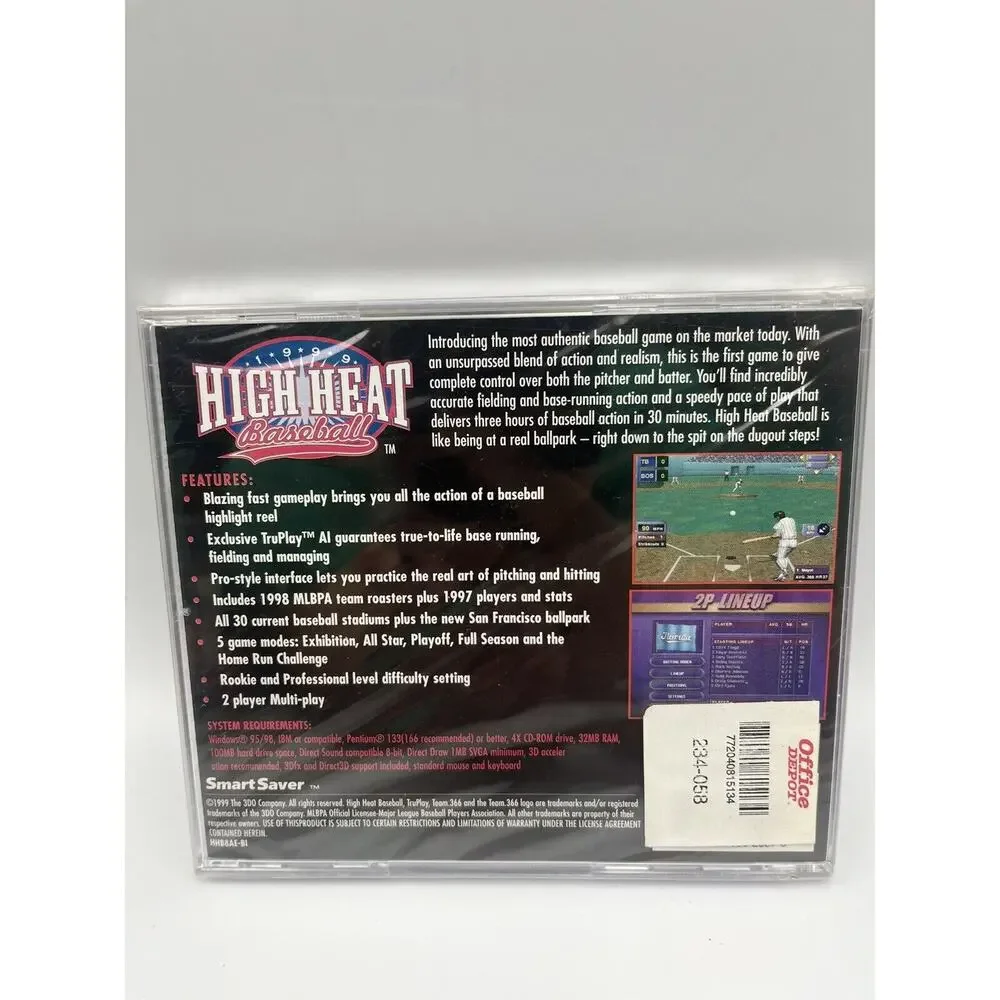 Microsoft PC Sealed Video Game 1999 High Heat Baseball Real Players NEW